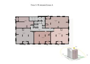 Многоэтажный жилой комплекс по адресу: г. Караганда, ул. Ержанова 63/2 планировка