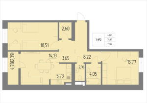 Планировка квартиры 2 на 1 этаже - Жилой комплекс Анжерская