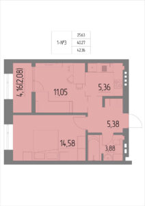 Планировка квартиры 3 на 1 этаже - Жилой комплекс Анжерская