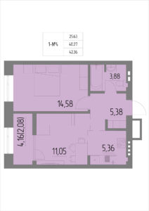 Планировка квартиры 4 на 1 этаже - Жилой комплекс Анжерская
