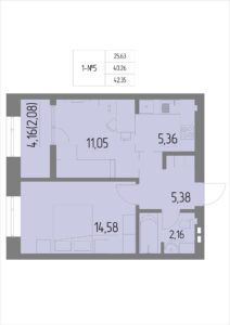 Планировка квартиры 5 на 1 этаже - Жилой комплекс Анжерская
