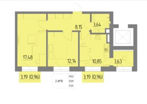 Планировка квартиры 10 на 2 этаже &#8212; Жилой комплекс Анжерская