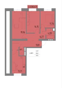 Планировка квартиры 11 на 2 этаже &#8212; Жилой комплекс Анжерская