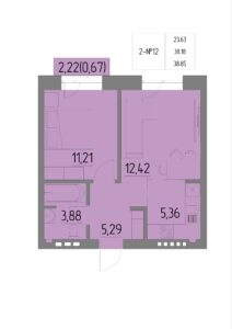 Планировка квартиры 12 на 2 этаже &#8212; Жилой комплекс Анжерская