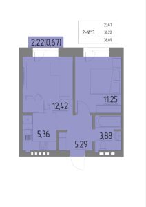 Планировка квартиры 13 на 2 этаже &#8212; Жилой комплекс Анжерская