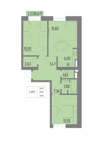 Планировка квартиры 15 на 2 этаже &#8212; Жилой комплекс Анжерская