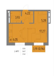 Планировка квартиры 17 на 2 этаже &#8212; Жилой комплекс Анжерская