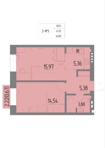 Планировка квартиры 3 на 2 этаже &#8212; Жилой комплекс Анжерская
