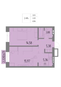 Планировка квартиры 4 на 2 этаже &#8212; Жилой комплекс Анжерская