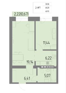 Планировка квартиры 7 на 2 этаже &#8212; Жилой комплекс Анжерская