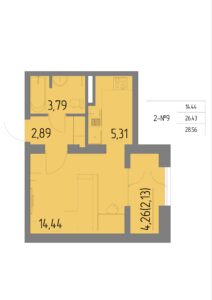 Планировка квартиры 9 на 2 этаже &#8212; Жилой комплекс Анжерская