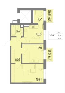 Планировка квартиры 1 на 3-5 этажах - Жилой комплекс Анжерская
