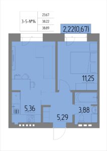 Планировка квартиры 14 на 3-5 этажах - Жилой комплекс Анжерская