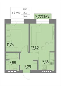 Планировка квартиры 15 на 3-5 этажах - Жилой комплекс Анжерская