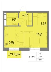 Планировка квартиры 17 на 3-5 этажах - Жилой комплекс Анжерская