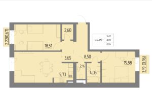 Планировка квартиры 2 на 3-5 этажах - Жилой комплекс Анжерская