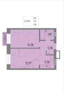 Планировка квартиры 4 на 3-5 этажах - Жилой комплекс Анжерская