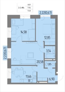 Планировка квартиры 6 на 3-5 этажах - Жилой комплекс Анжерская