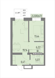 Планировка квартиры 7 на 3-5 этажах - Жилой комплекс Анжерская