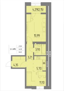Планировка квартиры 8 на 3-5 этажах - Жилой комплекс Анжерская