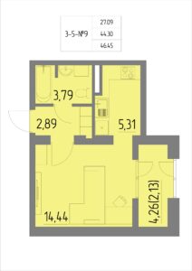 Планировка квартиры 9 на 3-5 этажах - Жилой комплекс Анжерская