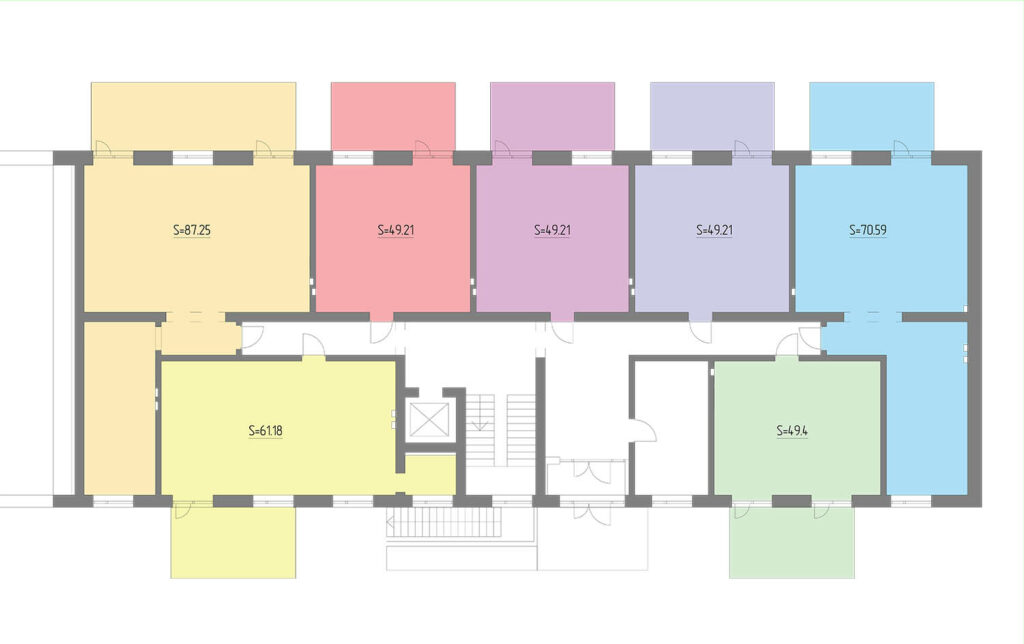 Планировка квартир без перегородок ЖК Mirax - 1 этаж