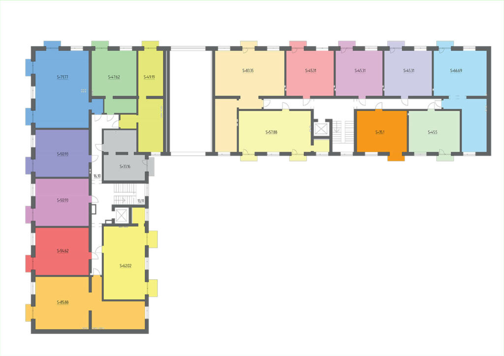 Планировка квартир без перегородок ЖК Mirax - 2 этаж