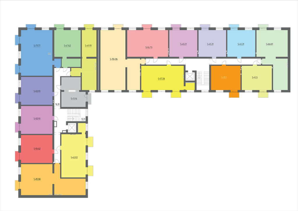 Планировка квартир без перегородок ЖК Mirax - 4 этаж