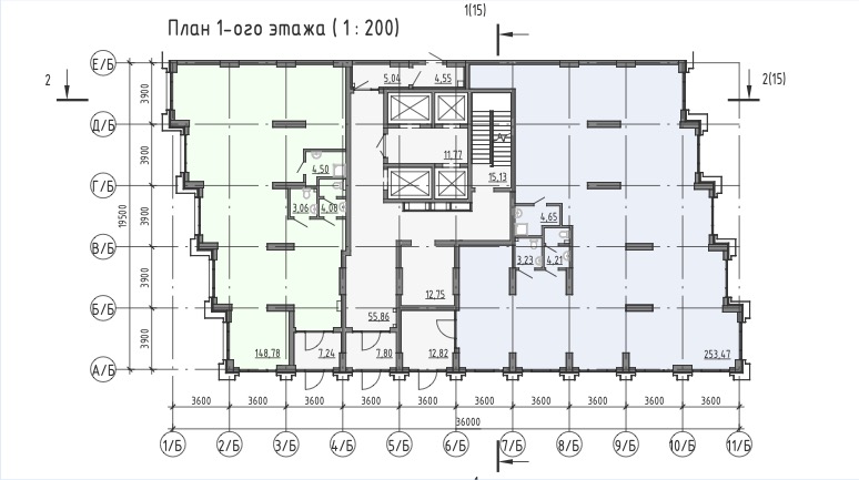 Блок B. Маркировочный план 1 коммерческого этажа